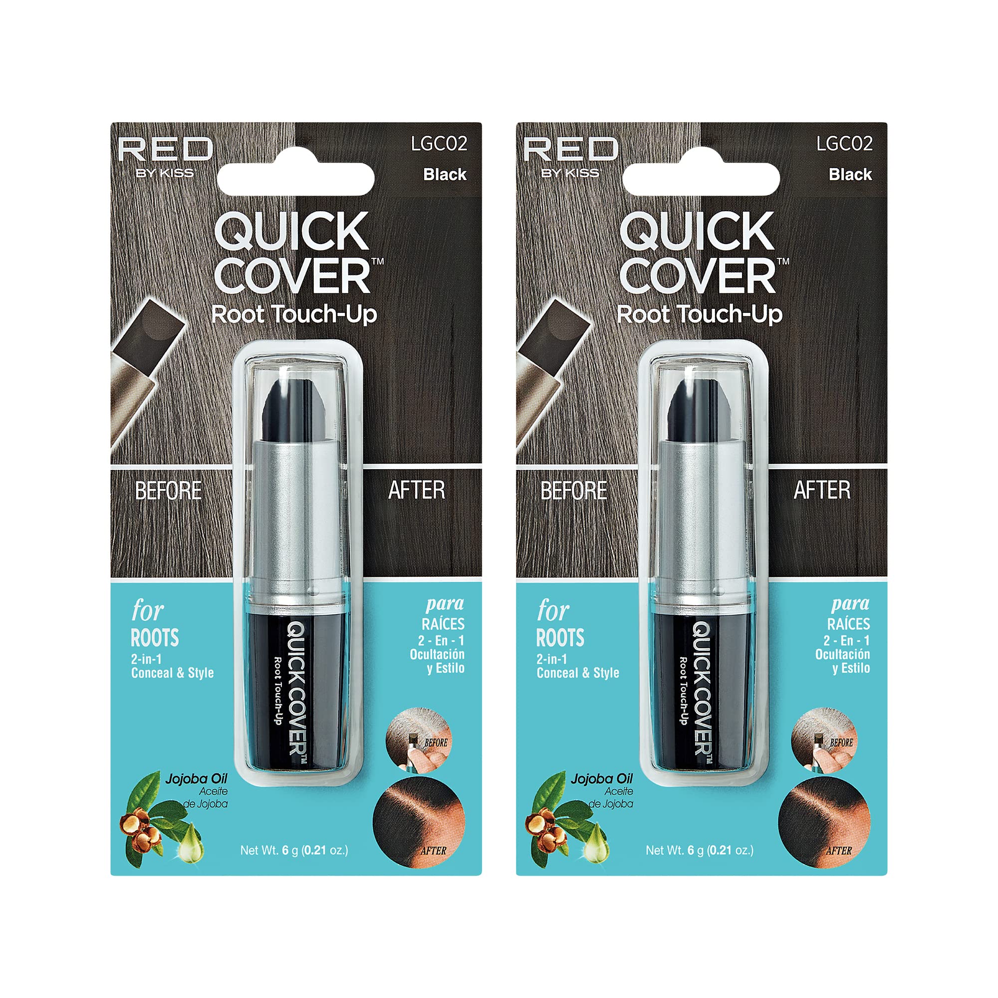 RED by Kiss stylo retouche racines noir, duo pratique pour corriger rapidement les repousses.