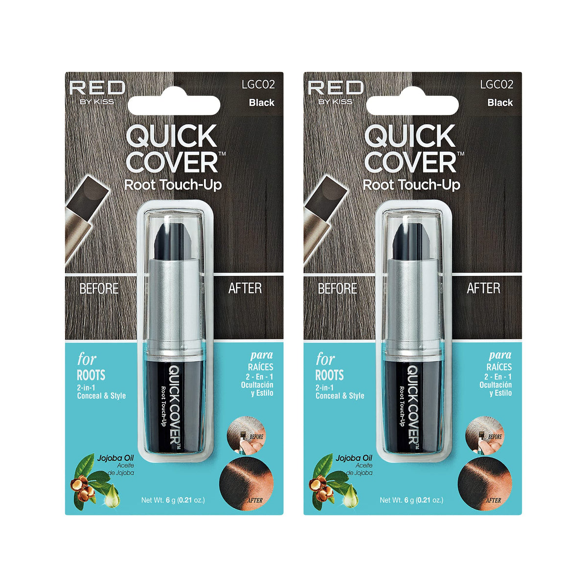 RED by Kiss stylo retouche racines noir, duo pratique pour corriger rapidement les repousses.