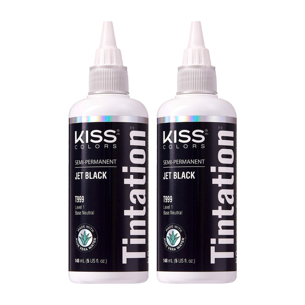 Red by Kiss Tintation – bouteille-teinte jet-noir pour une couleur audacieuse et durable.