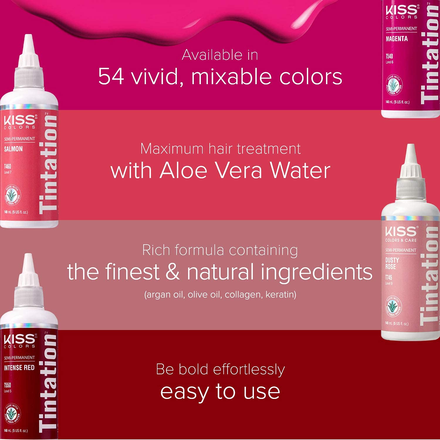 Red by Kiss Tintation – huile d'Argan pour nourrir les longueurs pendant la couleur.