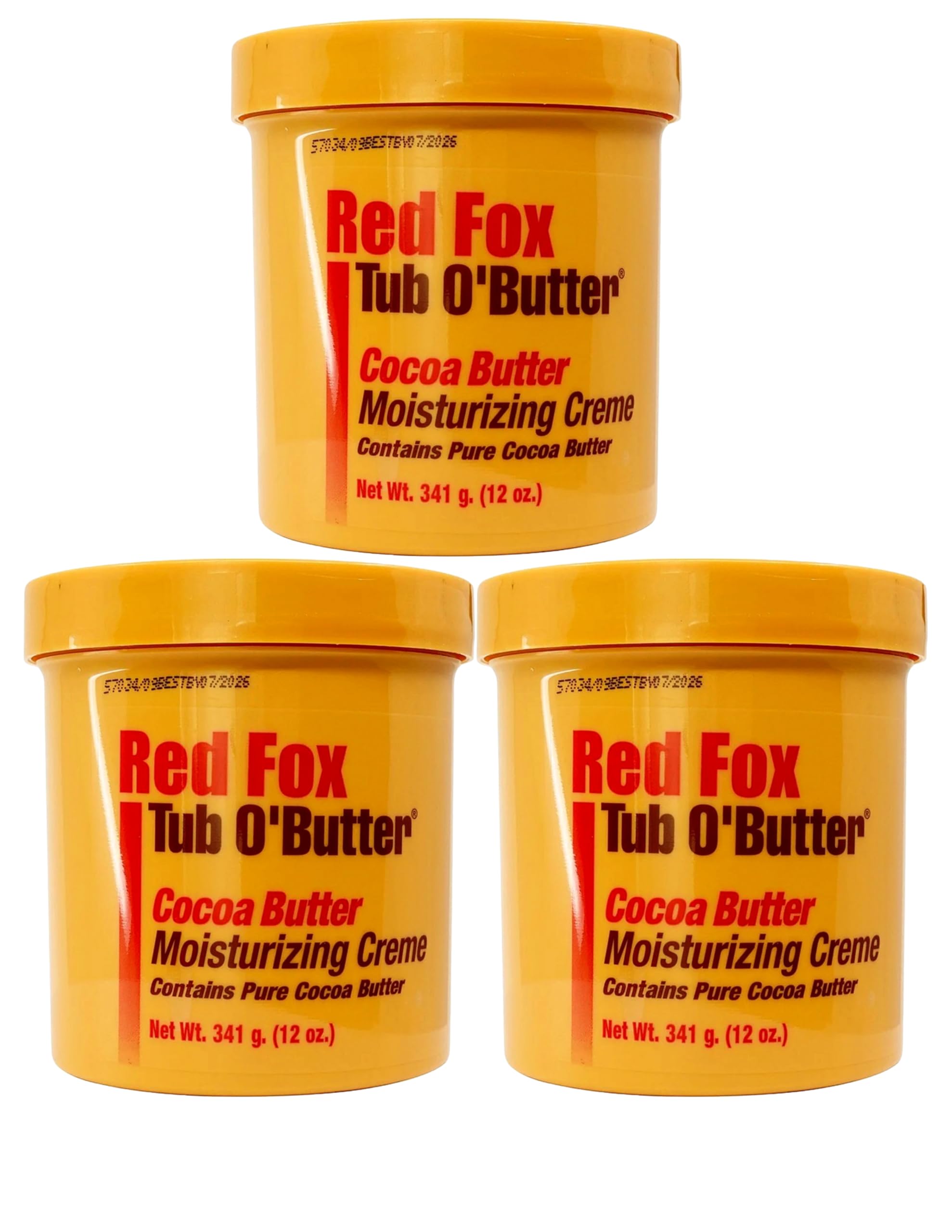 Red Fox Tub O'Butter cacao, pots visibles pour l'hydratation quotidienne.
