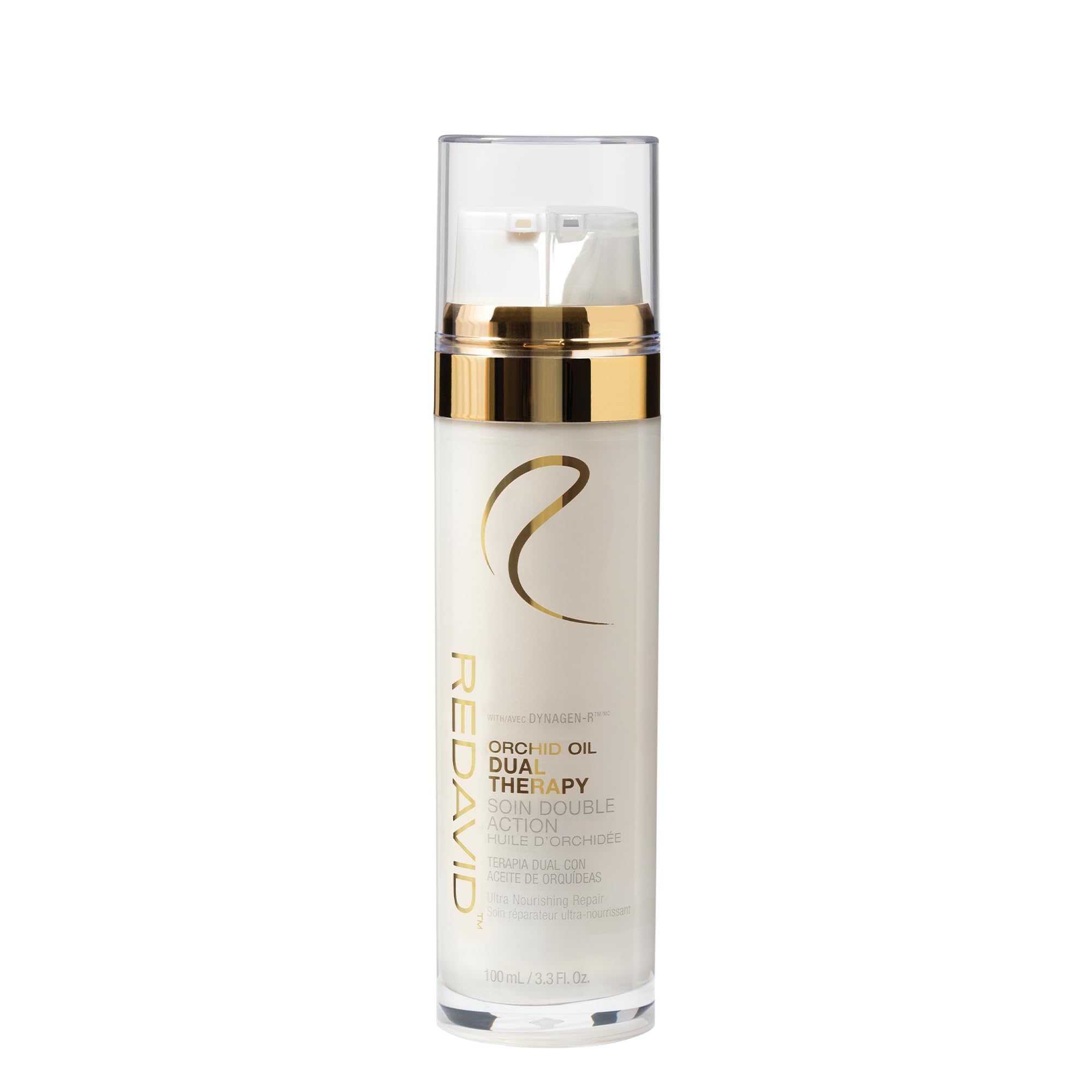 Emballage élégant du duo REDAVID Orchid Oil Dual Therapy prêt à réparer les cheveux abîmés.