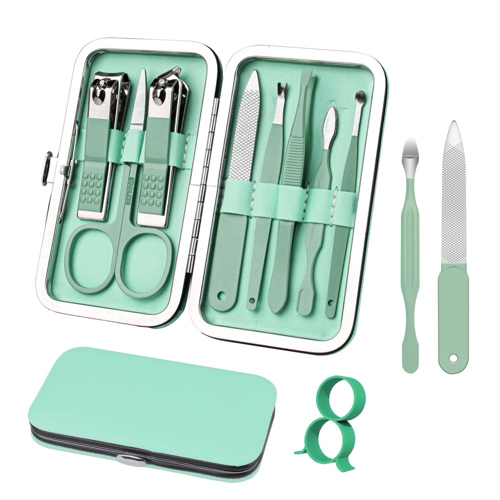 RedFlow ensemble manicure 8 en 1 vert, kit pratique pour voyages et soins quotidiens