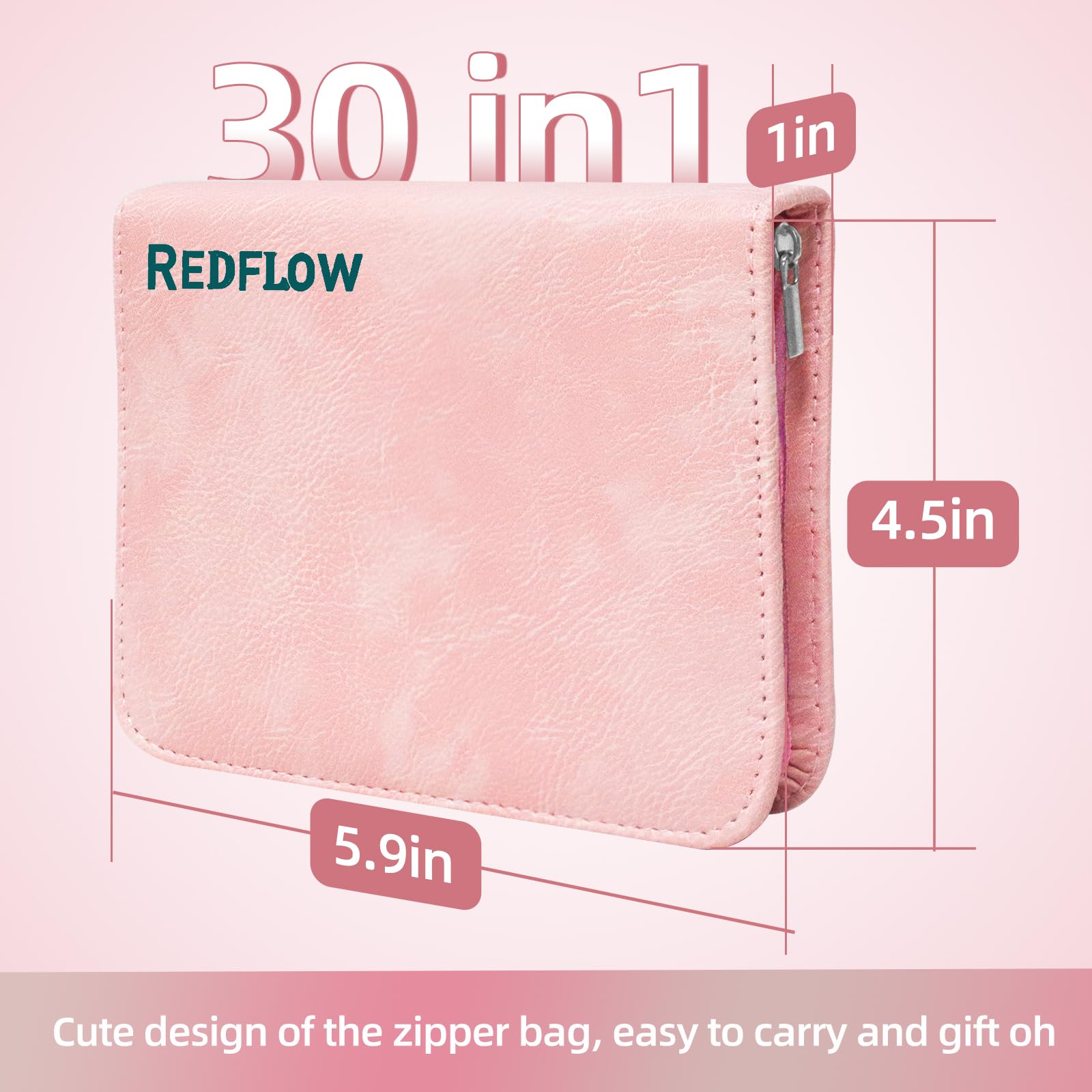 RedFlow étui cuir rose, rangement pratique pour déplacements.