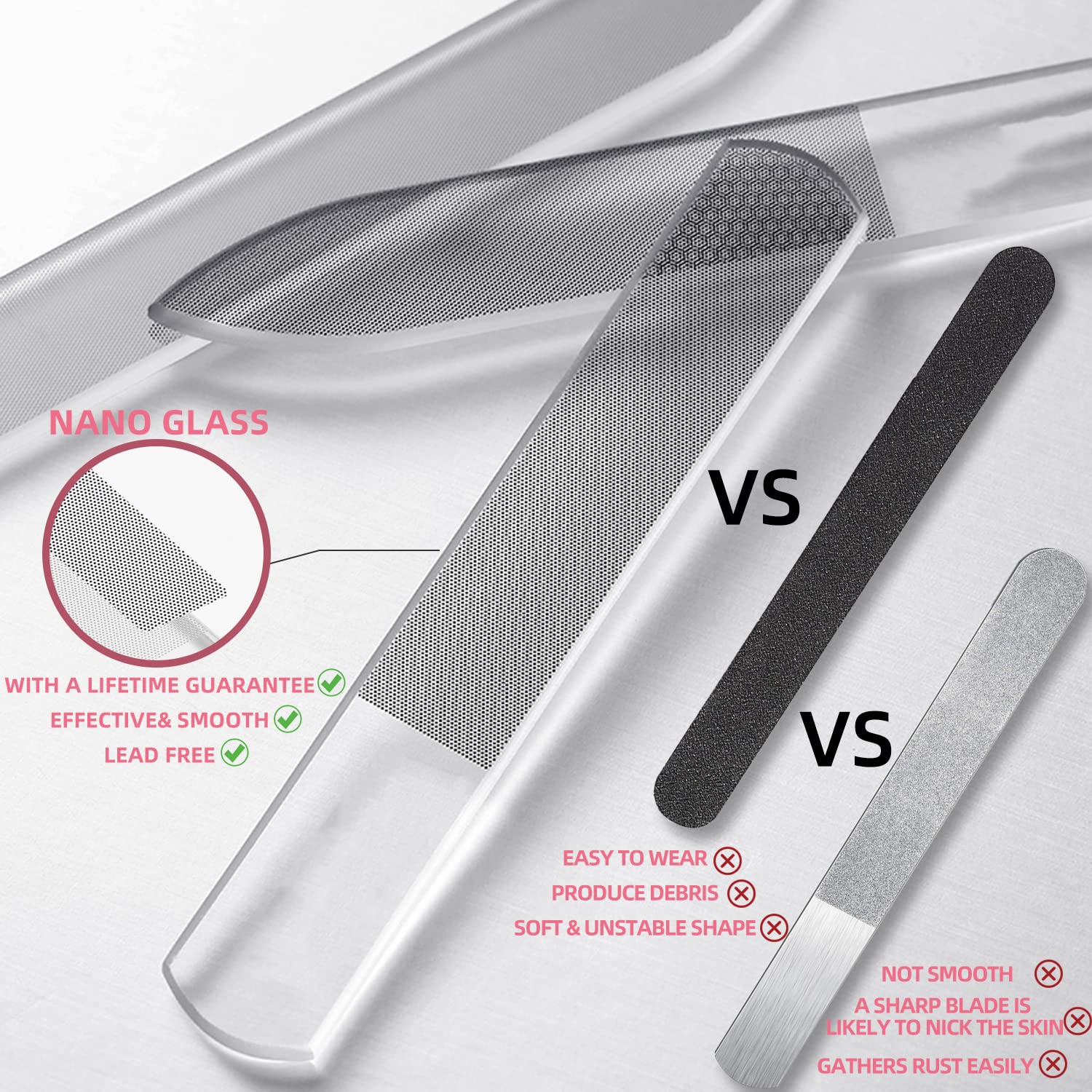 RedFlow lime à ongles verre nano en action pour une précision douce