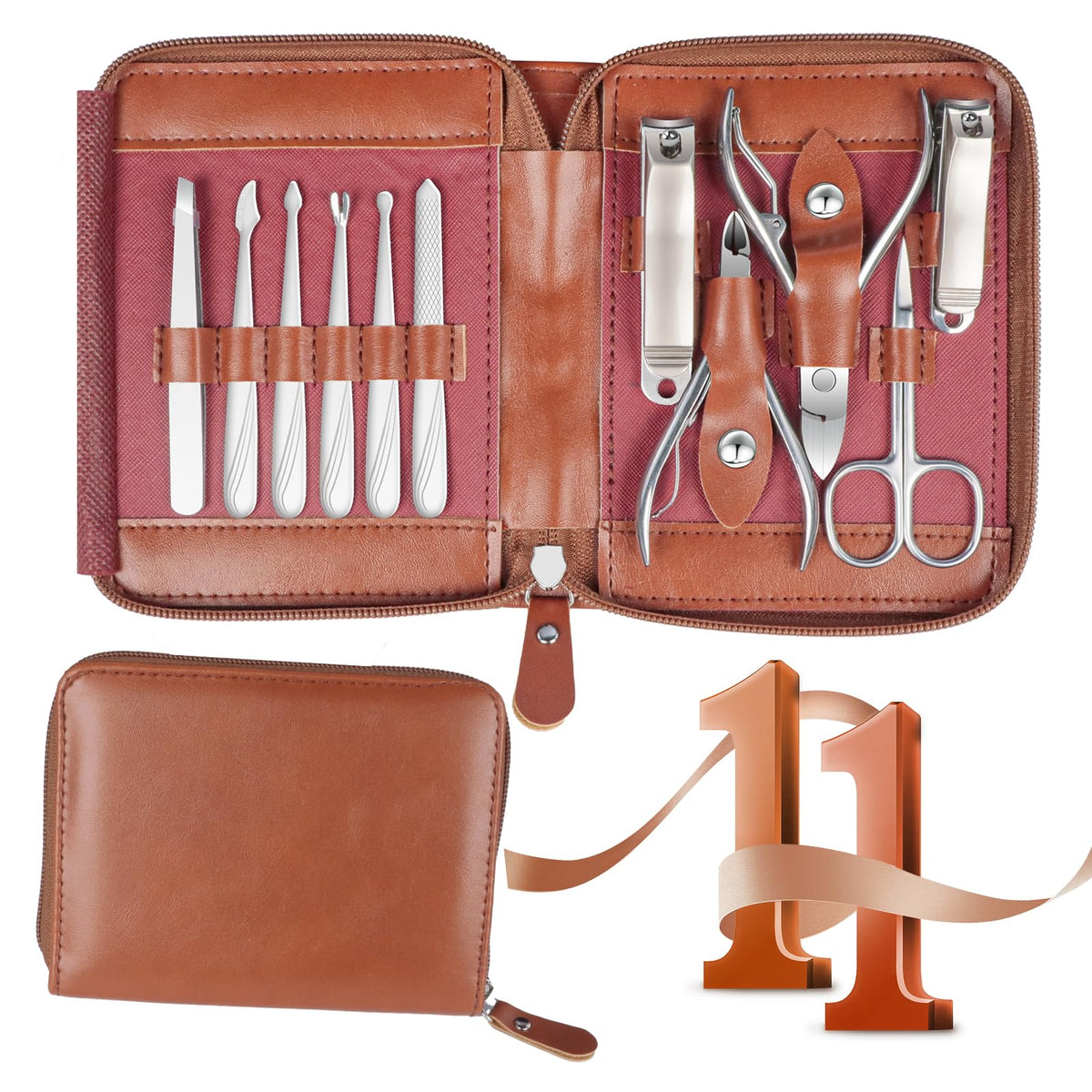 RedFlow set-manicure-11-en-1-inox : kit polyvalent pour l'entretien des ongles.
