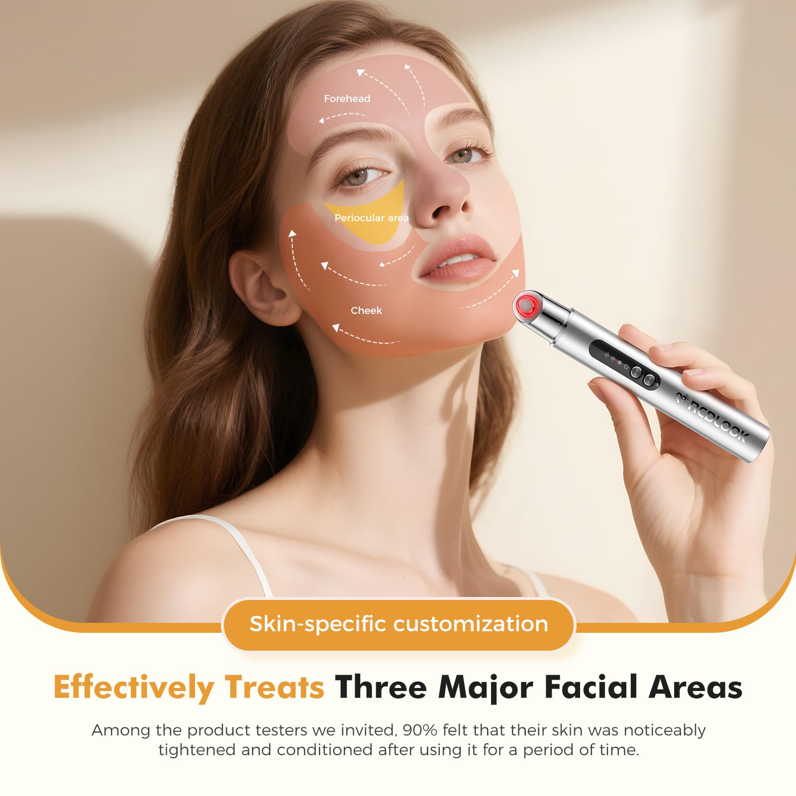 RedLOOK applicateur-visage ergonomique pour un massage précis.