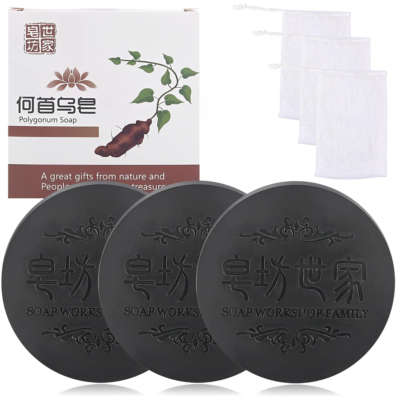 Rednow barre-shampoing polygonum-multiflorum, nettoyeur du cuir chevelu pour fraîcheur