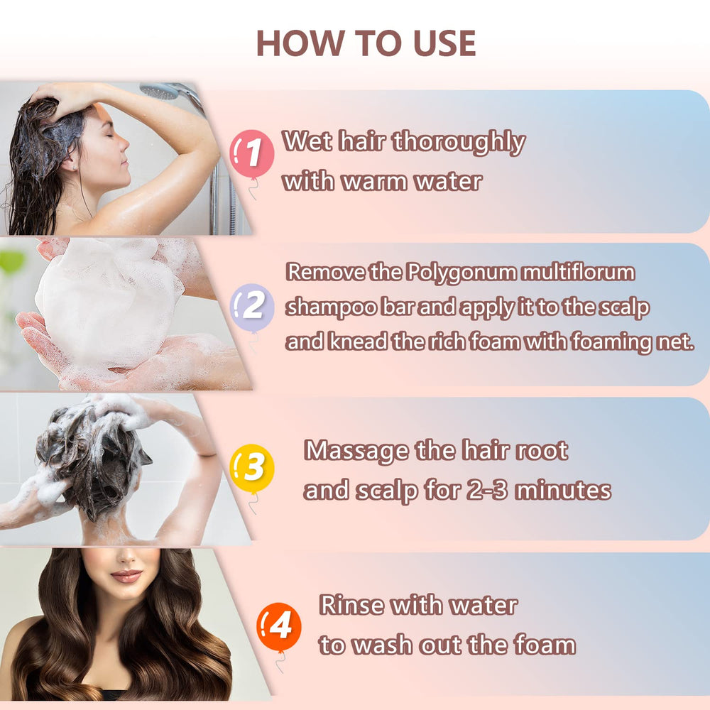Rednow barre-shampoing polygonum-multiflorum, utilisation simple en routine