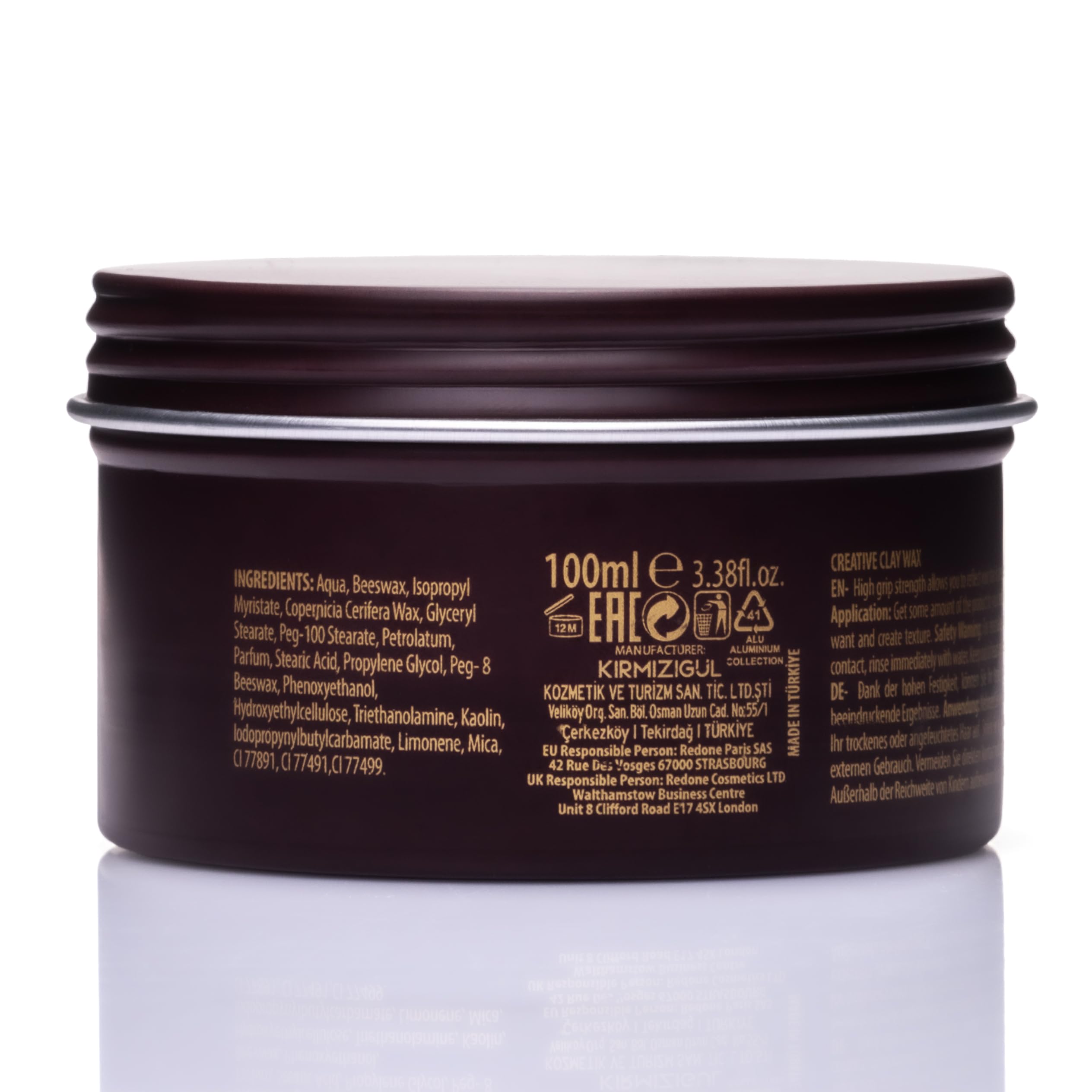 Redone Creative Clay Wax packaging compact voyage et salon pratique.