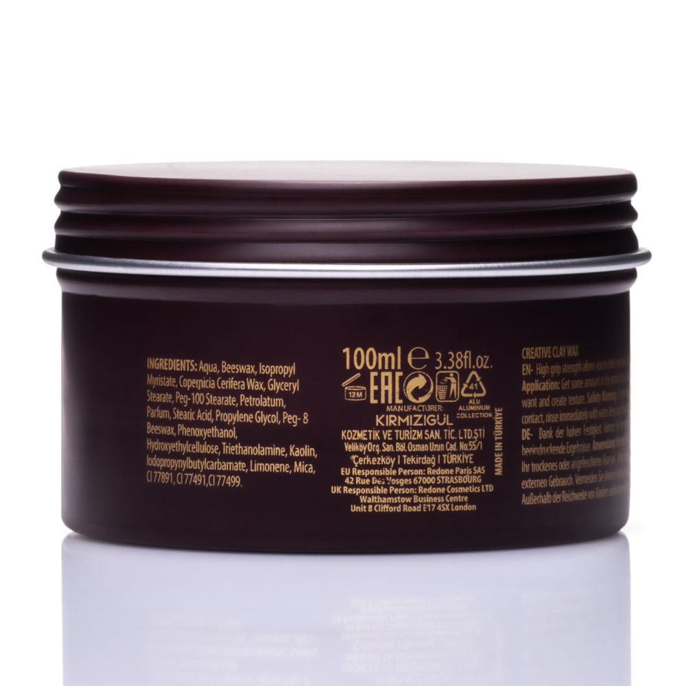 Redone Creative Clay Wax packaging compact voyage et salon pratique.