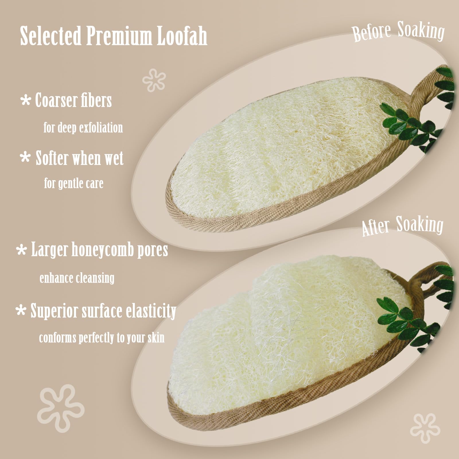 ReedChacha Luffa à fibres naturelles, nettoyage efficace tout en douceur sur le corps.