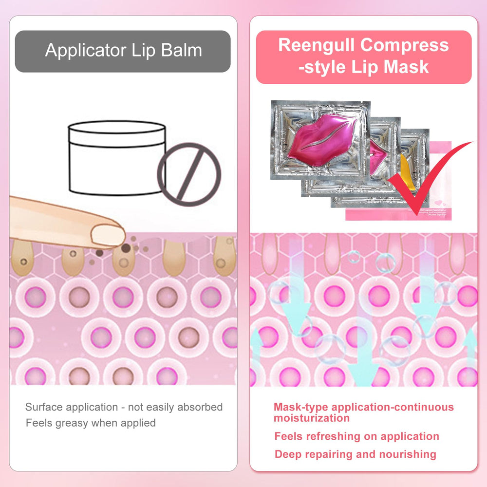REENGULL masque-levres rose formule collagene: soin nourrissant pour lèvres.