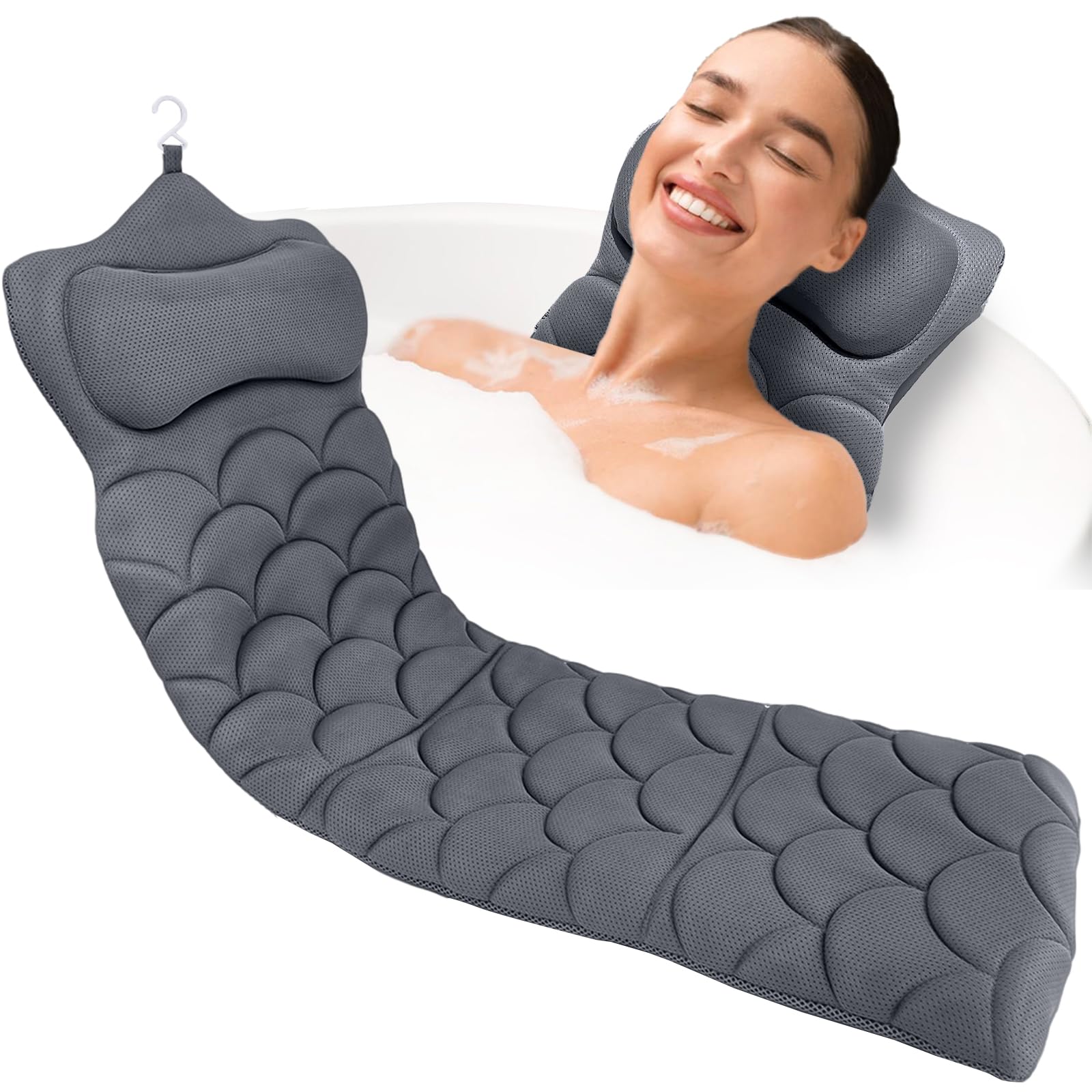 Coussin REEZEIVI pour le corps gris, maillage 3D offrant confort.