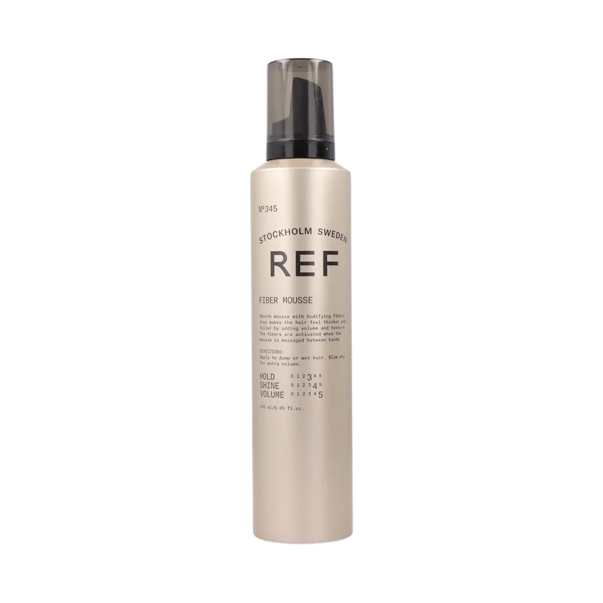 REF Reference Ref 345 fiber mousse bottle for lightweight hold and natural texture.