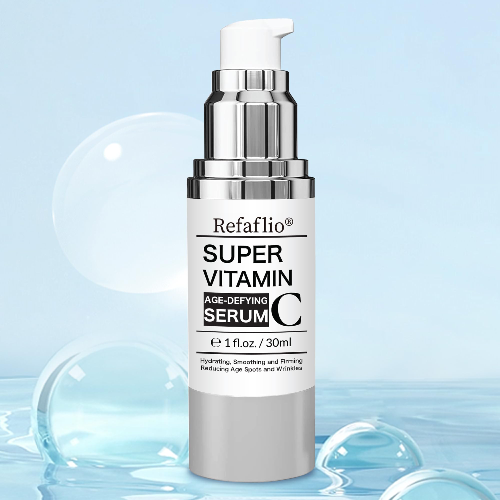 Refaflio sérum vitamine C – application soir, peau réhydratée et revitalisée.