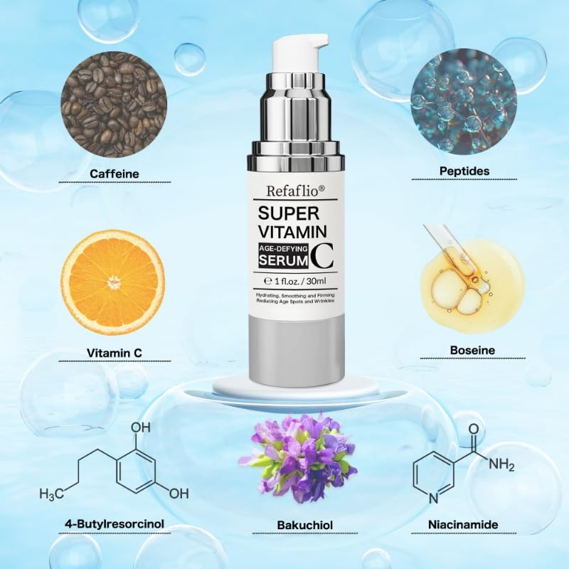 Refaflio sérum vitamine C – bouteille orange, hydratation légère et rapide.