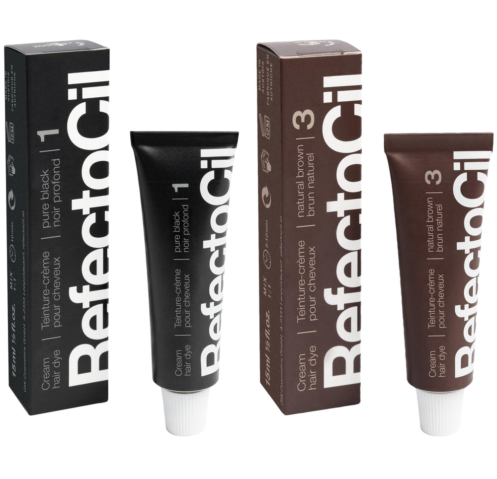 Refectocil creme-teinture noire, emballage clair pour une application precise.