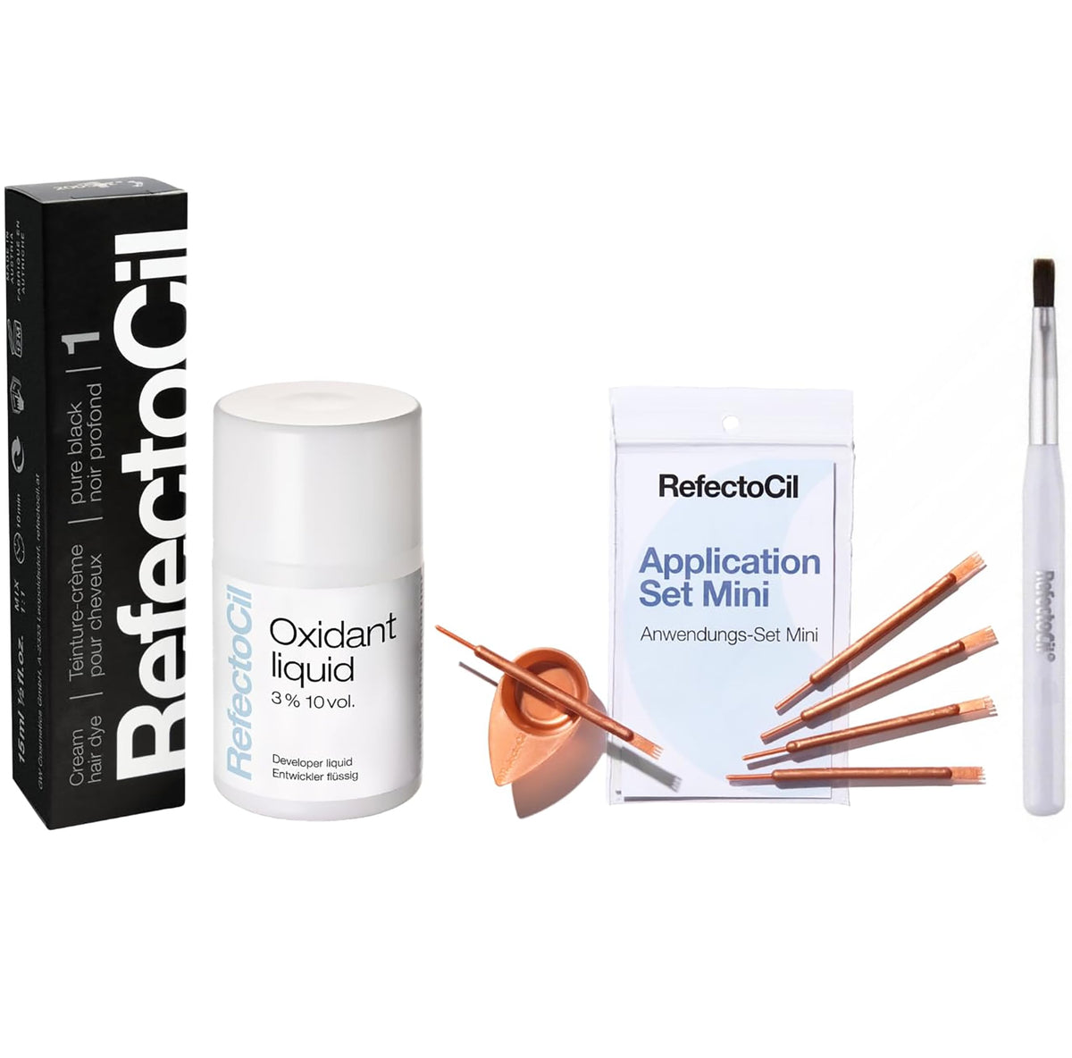 Refectocil N° 1 Noir Pur — couleur noire intense adaptée aux cheveux foncés, effet naturel.