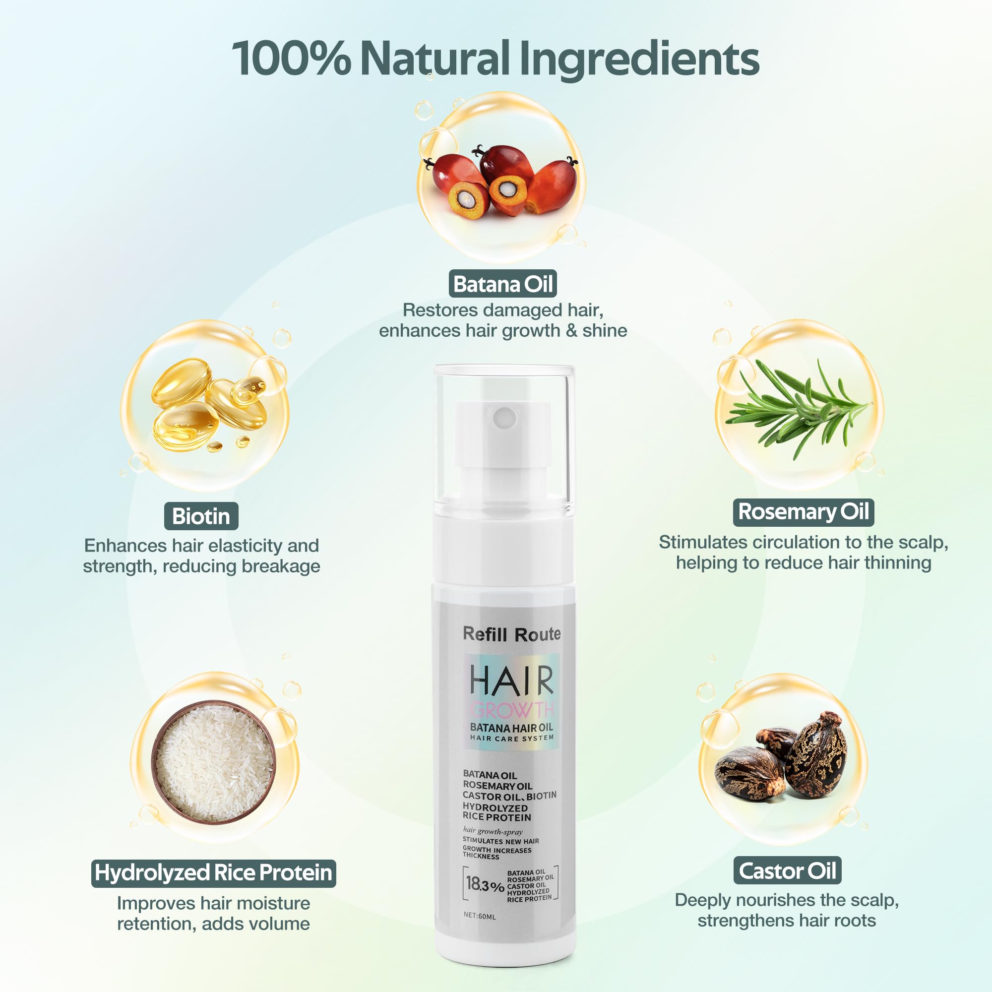 Refill Route huile Batana riz-eau: hydratation naturelle