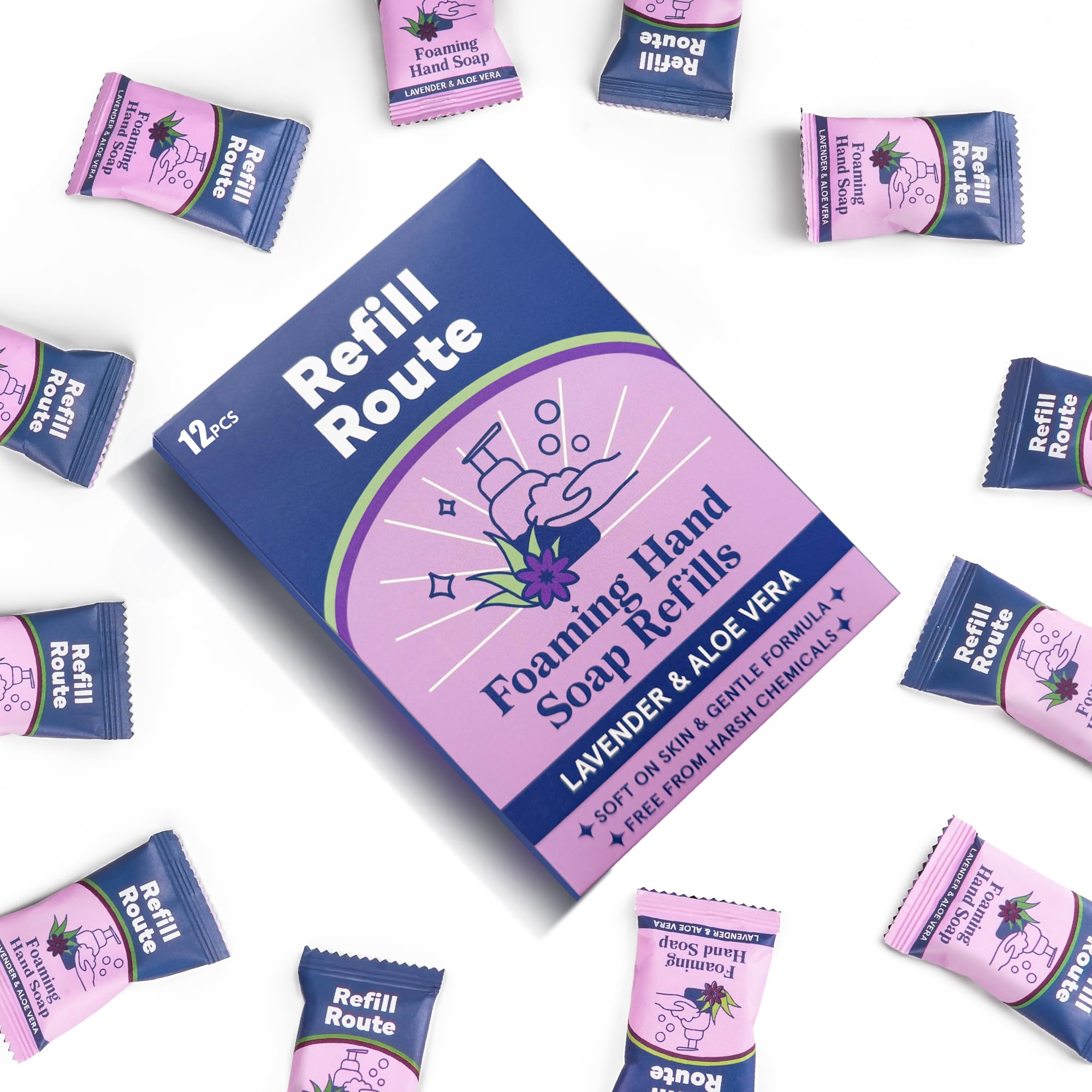 Tablette savon moussant Refill Route lavande prête à se dissoudre pour une mousse douce
