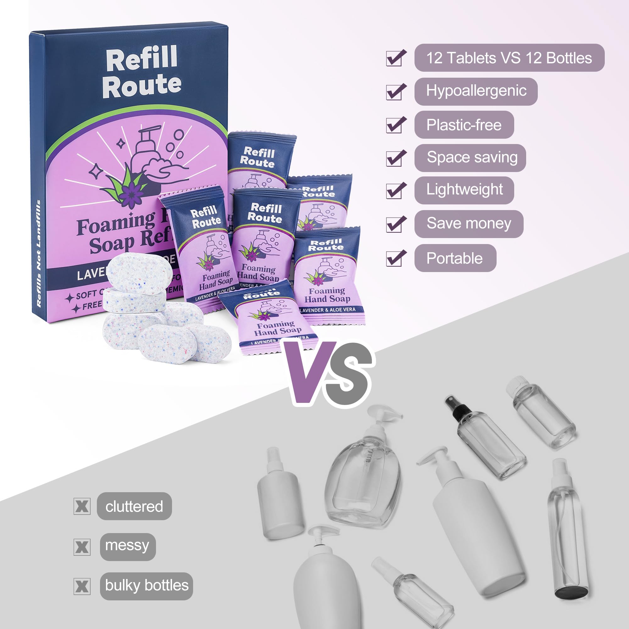 Tablette savon moussant Refill Route lavande hydratation légère après lavage