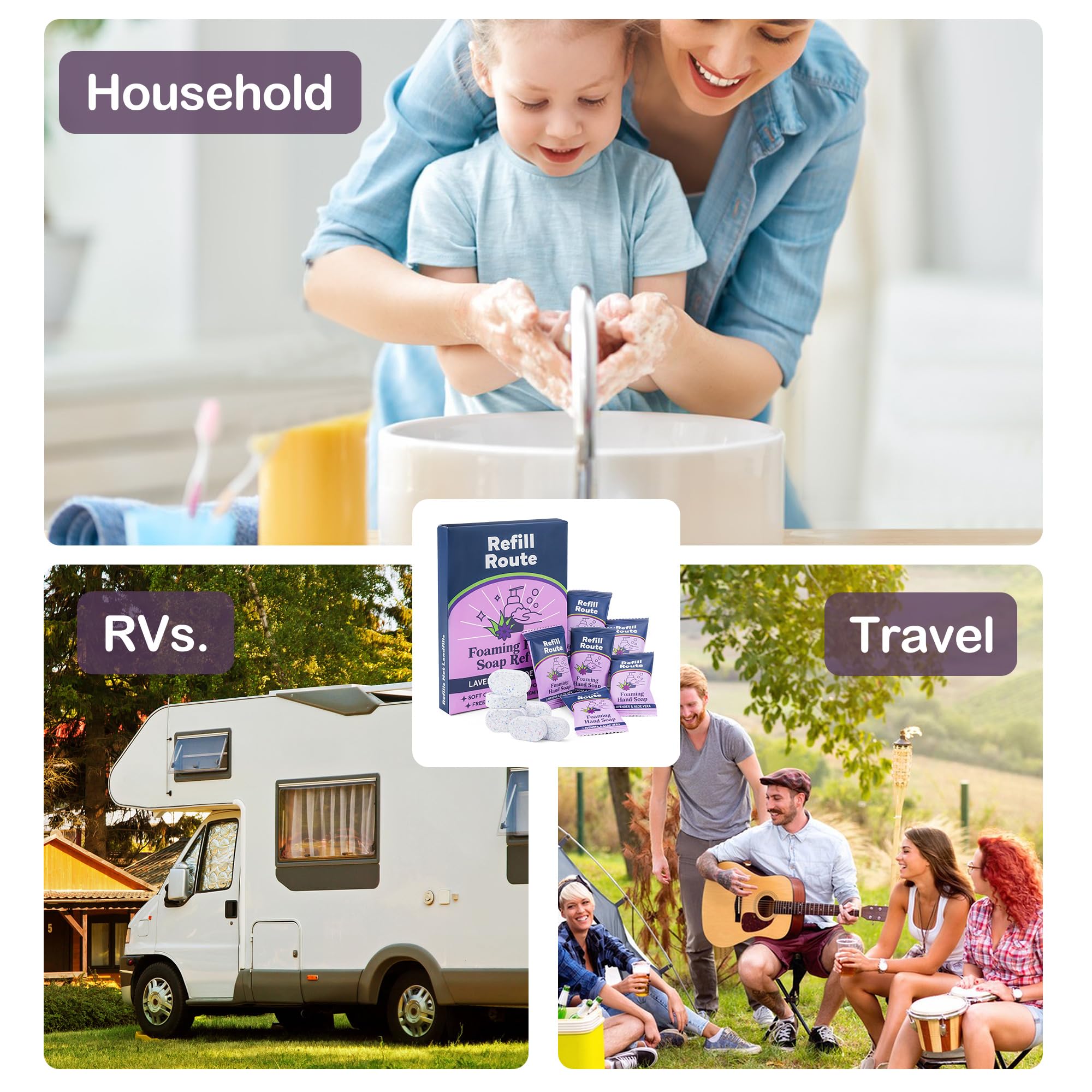 Tablette Refill Route lavande pratique à la maison, camping et déplacements