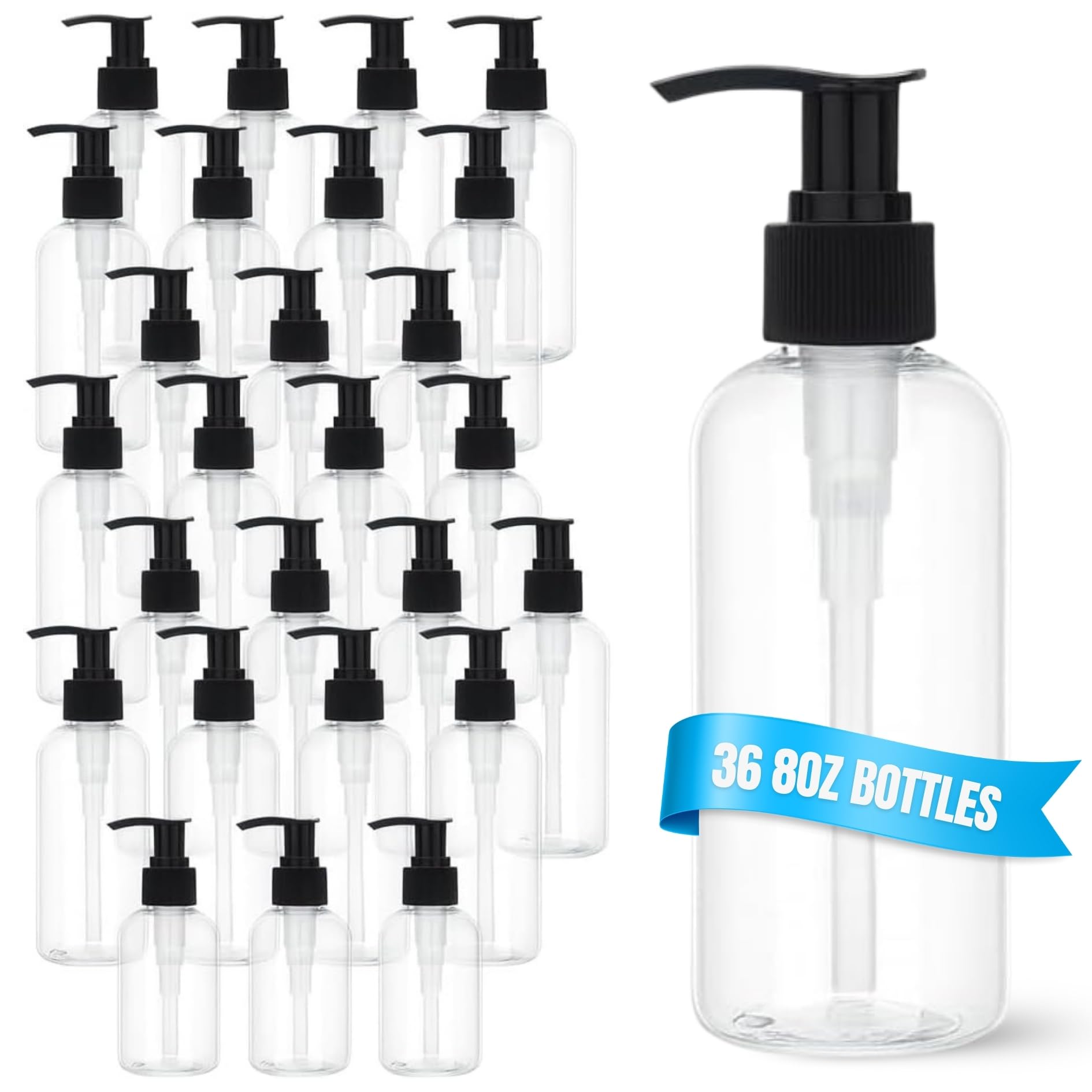 REGAR ensemble de 36 bouteilles pompe vides 236ml pour rangement et organisation.