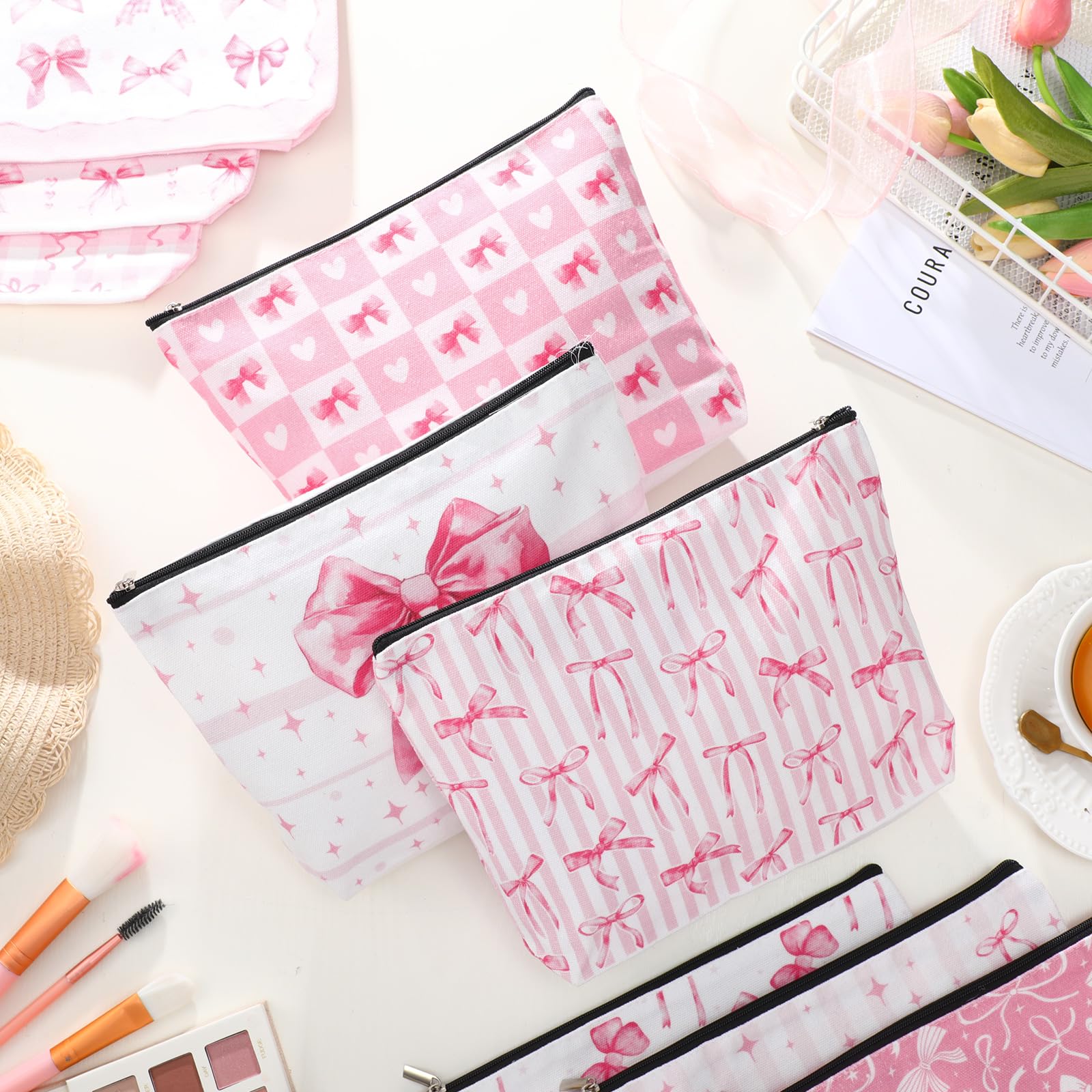 Pochette rose Reginary, nœud coquette, portable et facile à nettoyer après usage.