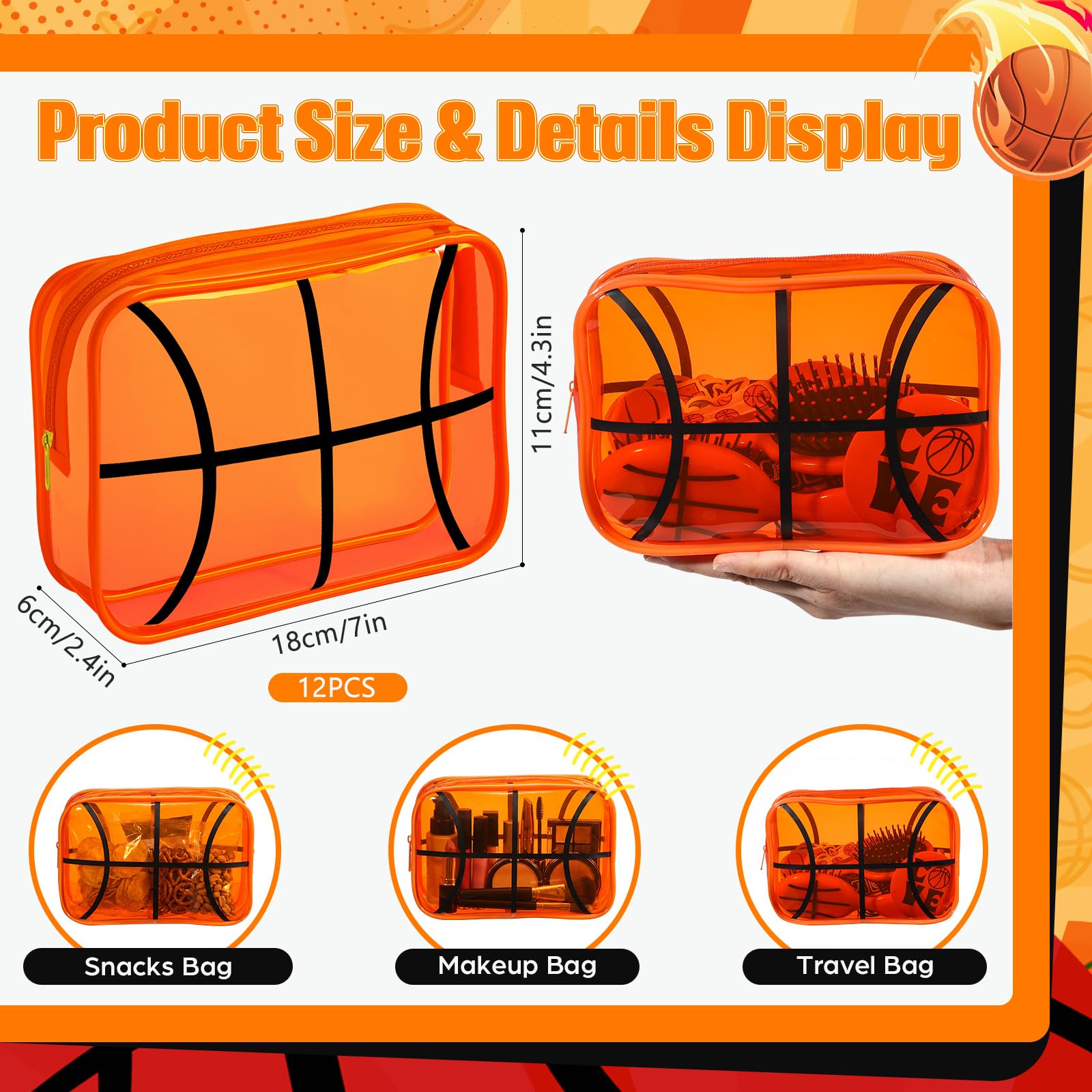 Reginary pochette soin basket-ball transparente portable : organisation rapide pour sac de sport.