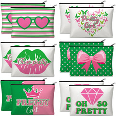 Pochette Reginary sororité design rose et vert: rangement élégant pour maquillage et accessoires.