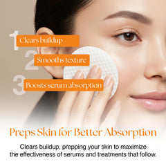 Etape prep-peau lisse avec ReGlow Epiclear facilitant l'absorption des sérums.