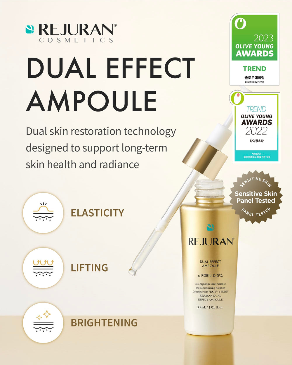 REJURAN Dual Effect Ampoule texture légère : application rapide et absorption douce