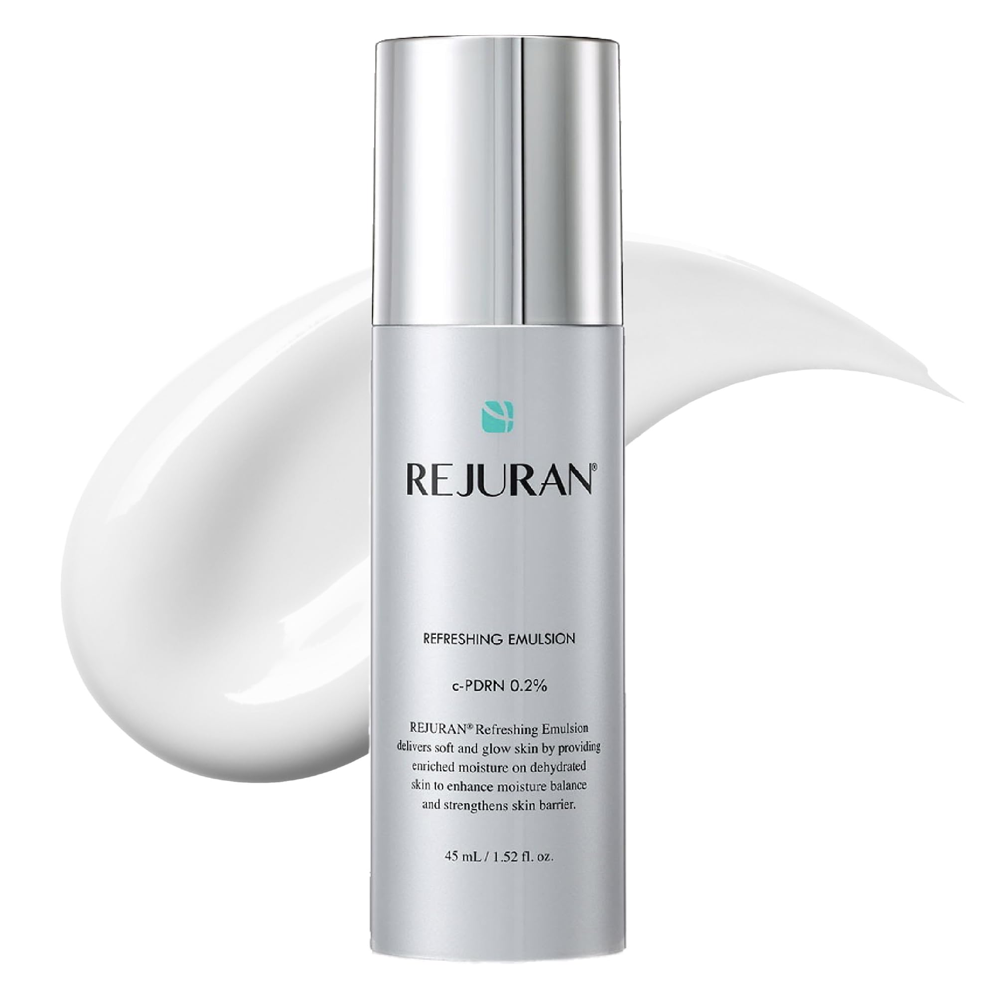 REJURAN Émulsion Rafraîchissante : bouteille prête à hydrater et raffermir la peau.