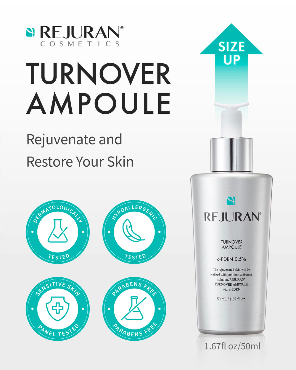 Emballage REJURAN Turnover Ampoule, présentation soignée pour intégrer votre routine.