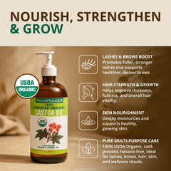 RejuveNaturals huile de ricin utilisée pour obtenir des cils plus longs et une apparence plus fournie