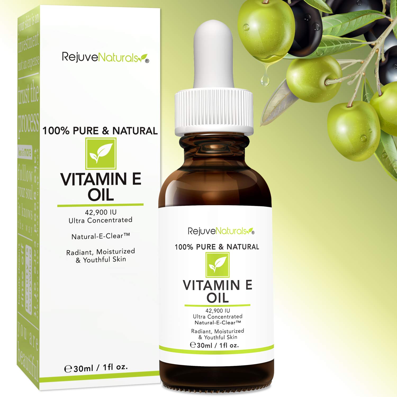 Absorption rapide sans résidu gras grâce à l'huile vitamine E RejuveNaturals.