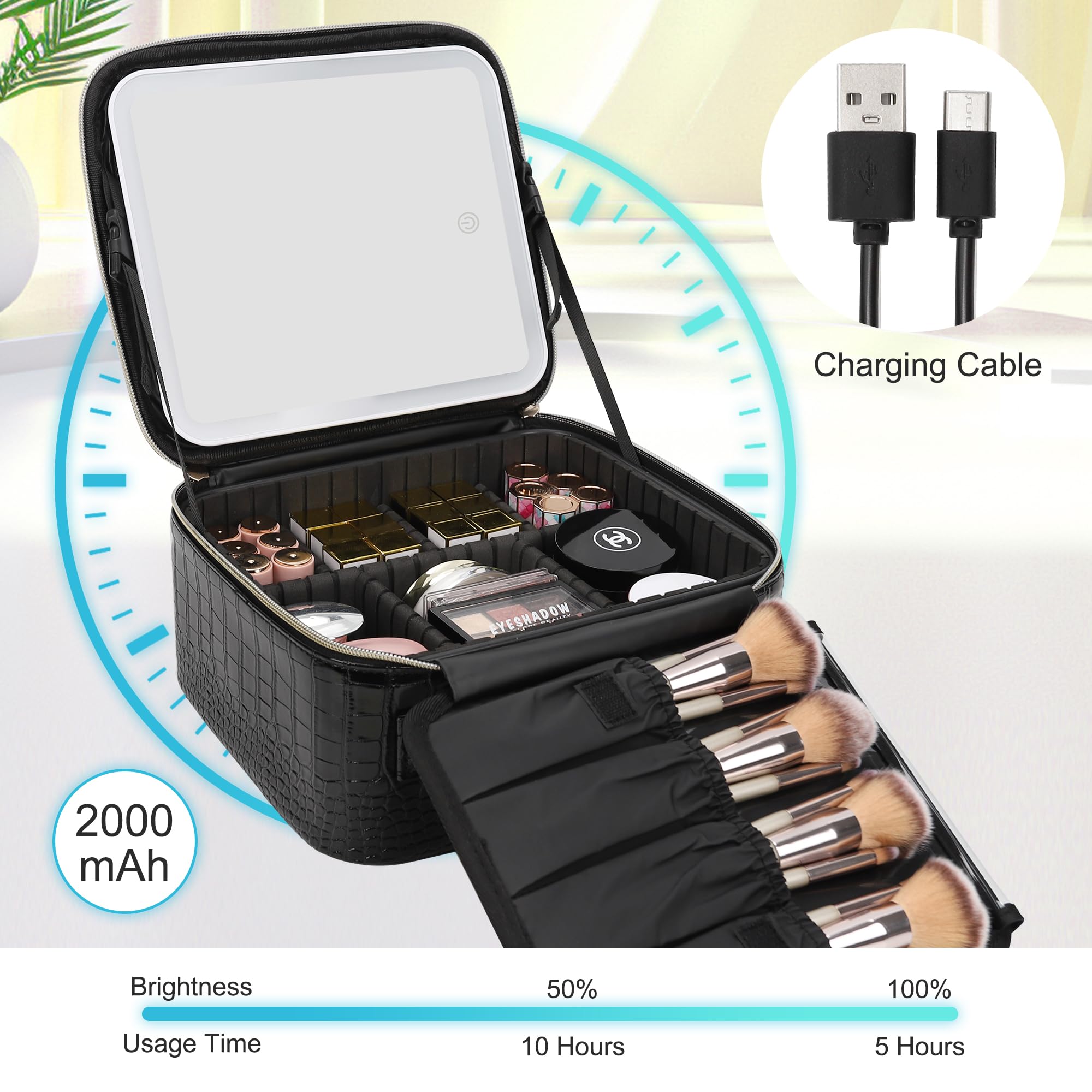 Relavel Batterie 2000mAh, autonomie longue pour sessions maquillage