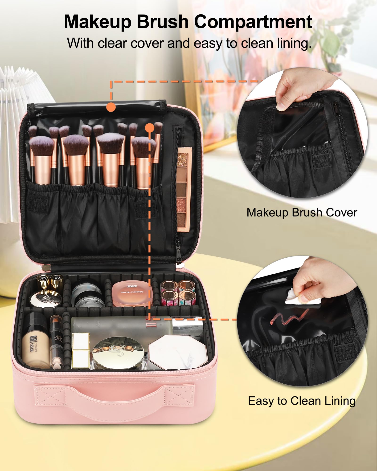 Relavel coffret maquillage capacité optimisée pour tout votre maquillage et accessoires.