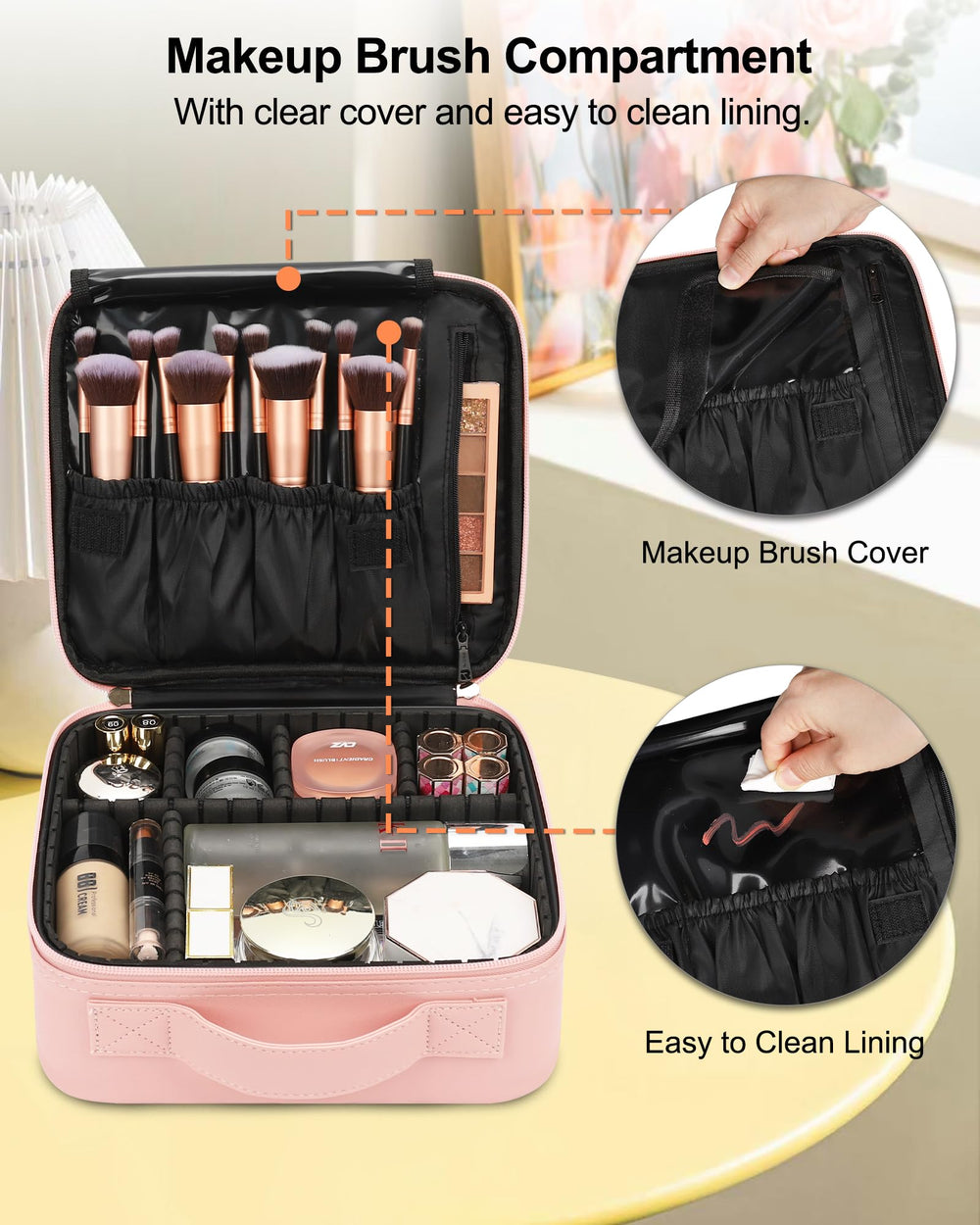Relavel coffret maquillage capacité optimisée pour tout votre maquillage et accessoires.