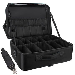 Relavel coffret maquillage extralarge: intérieur organisé pour pinceaux et outils, rangement sûr en voyage.