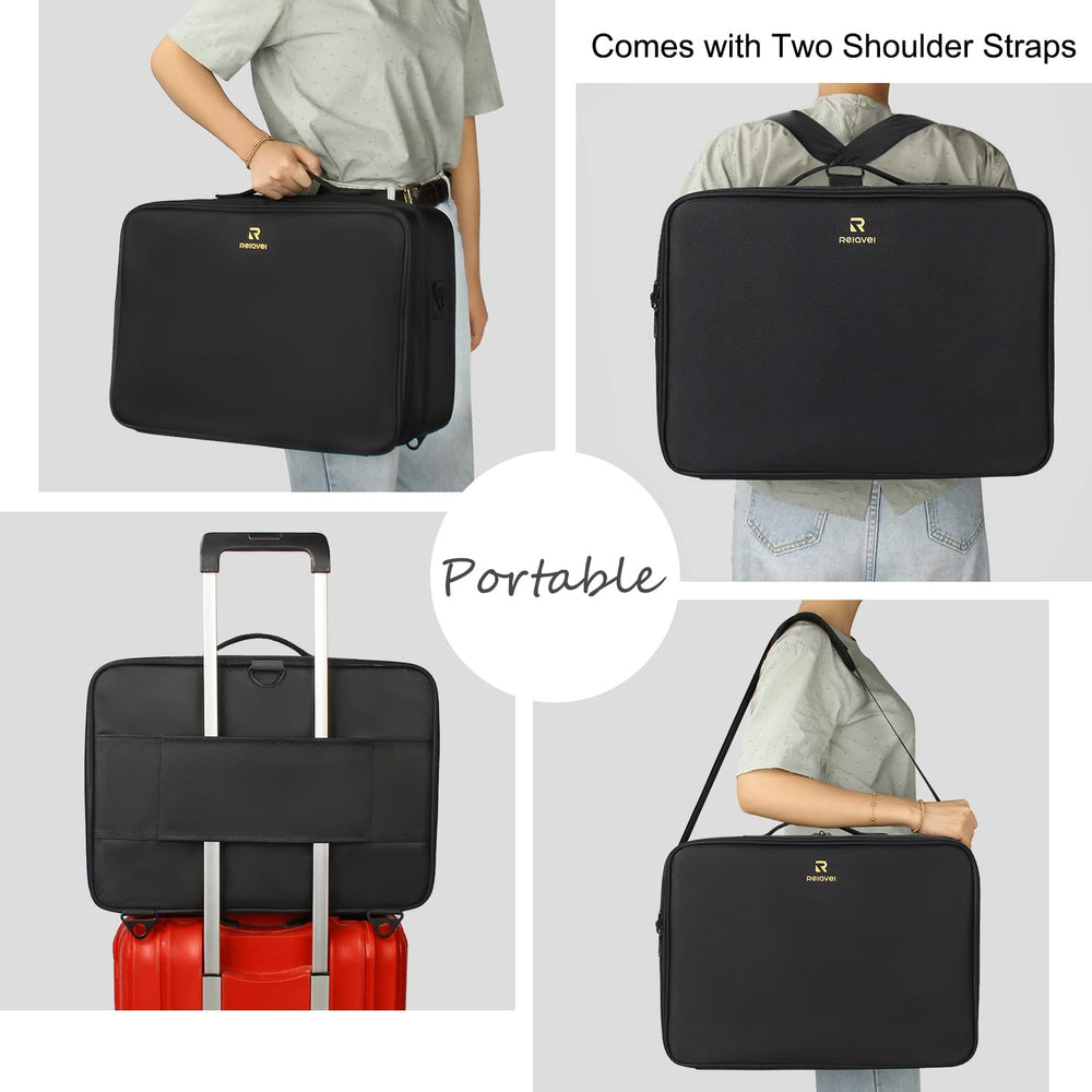 Relavel coffret maquillage extralarge: portabilité en sac à dos ou épaule.