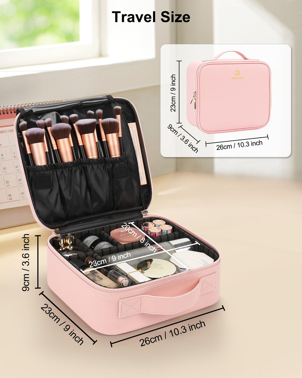 Relavel coffret maquillage impermable anti-choc intérieur protège vos objets.