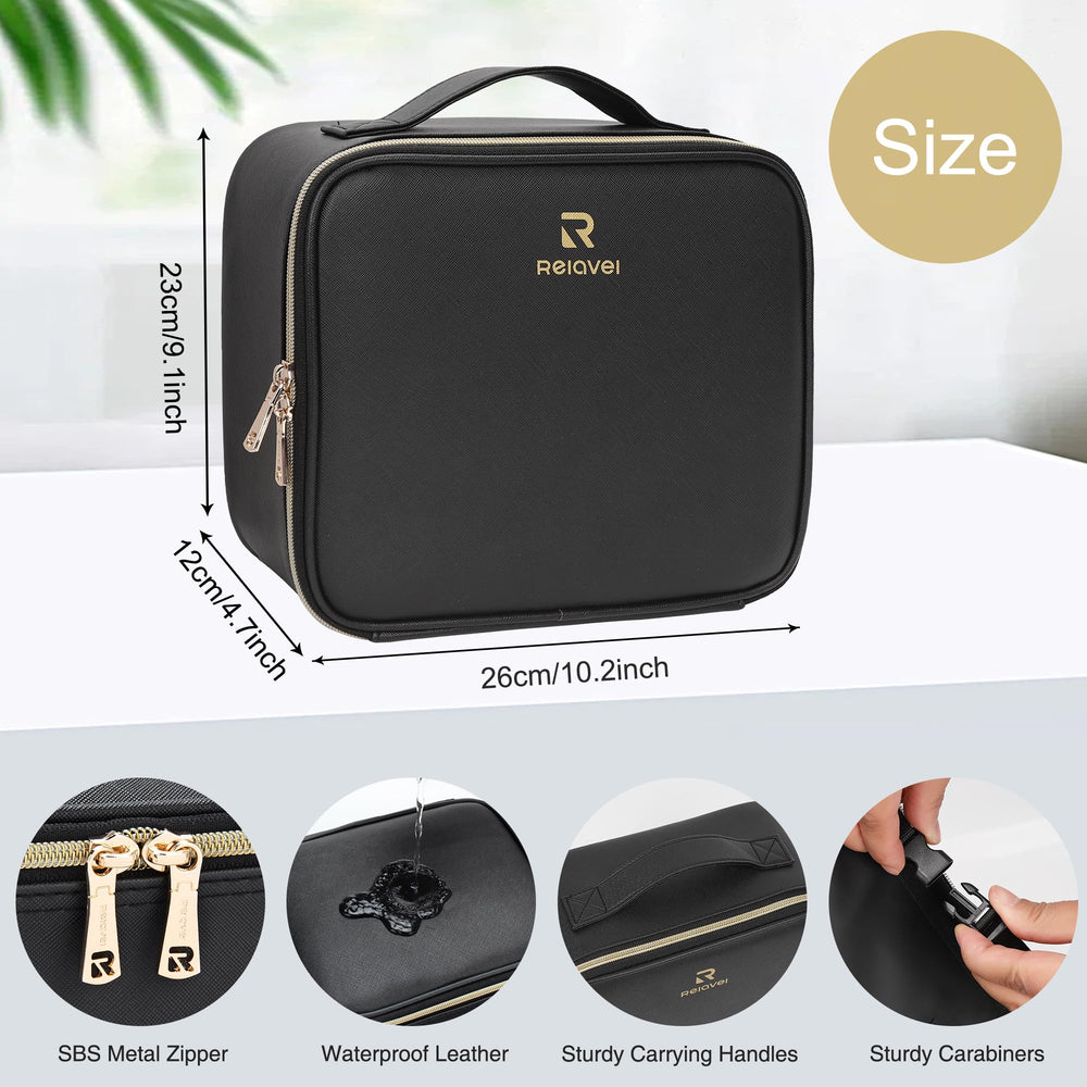 Relavel coffret maquillage noir, rangement spacieux et élégant.