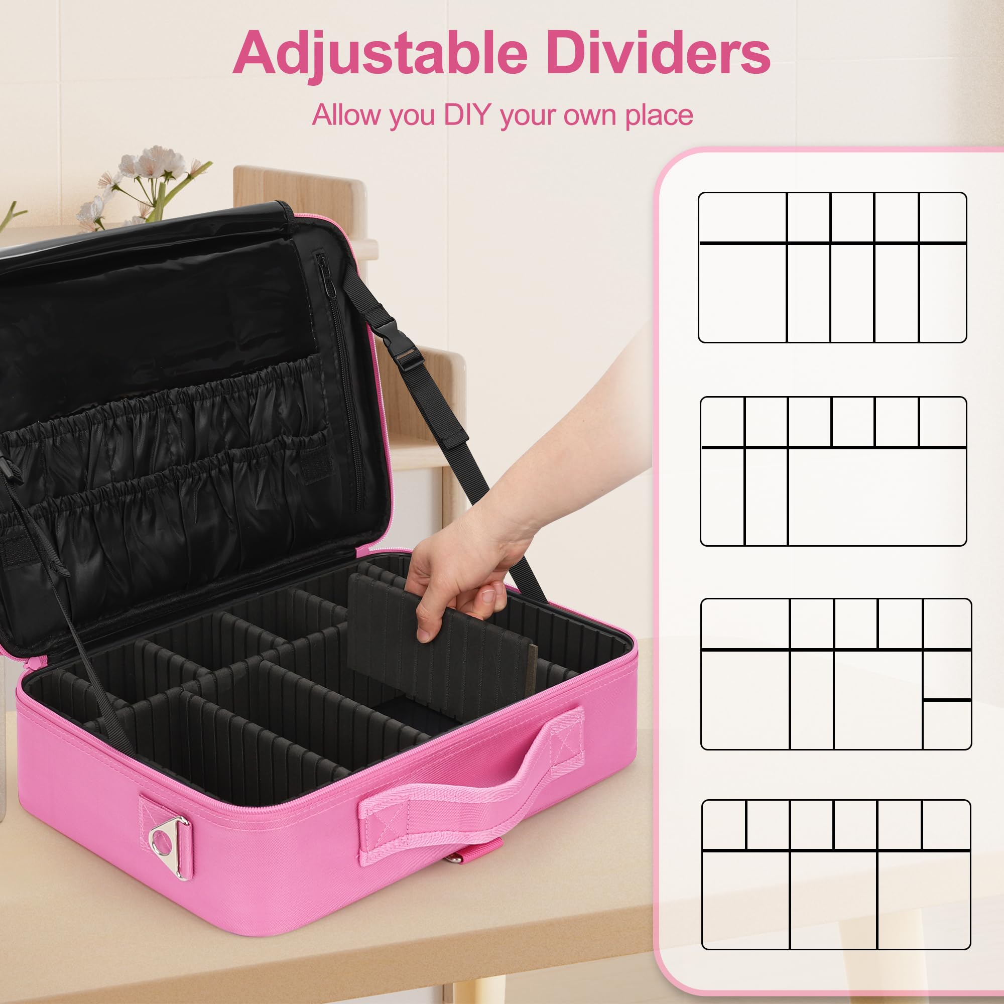 Diviseurs ajustables dans le coffret Relavel pour un espace personnalisé.