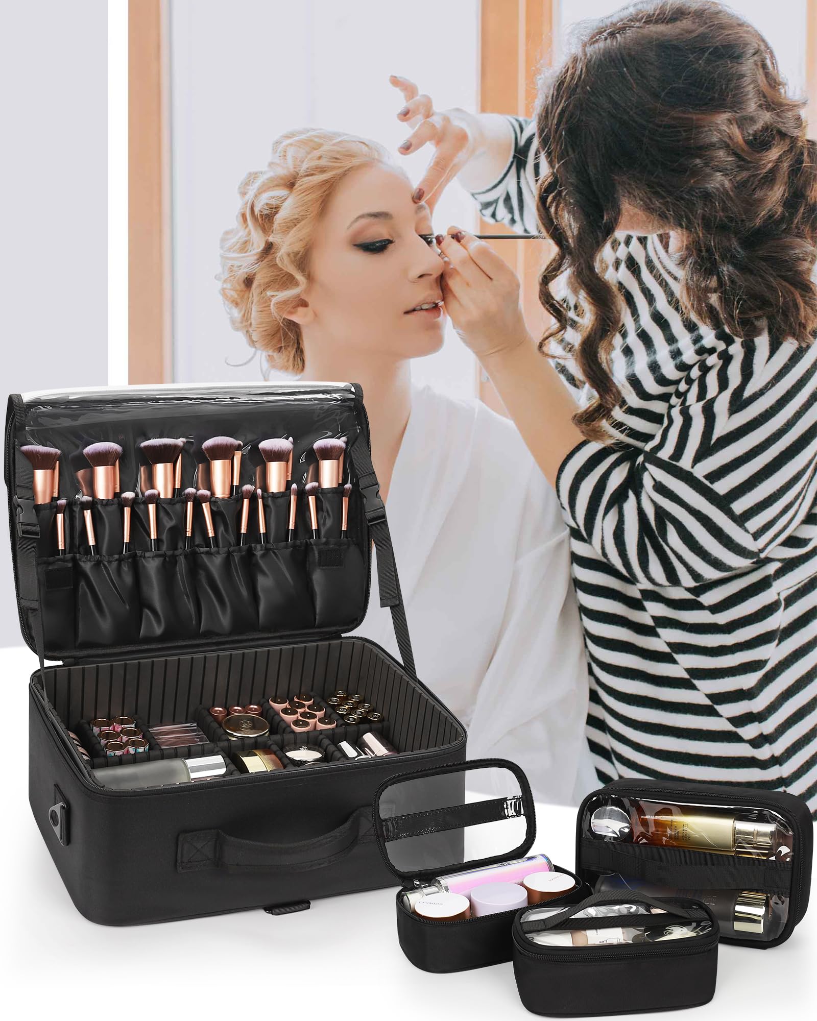 Relavel sac maquillage avec diviseurs ajustables pour personnaliser l espace