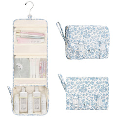 Relavel étui-douche suspendu bleu fleur, rangement pratique pour voyages.