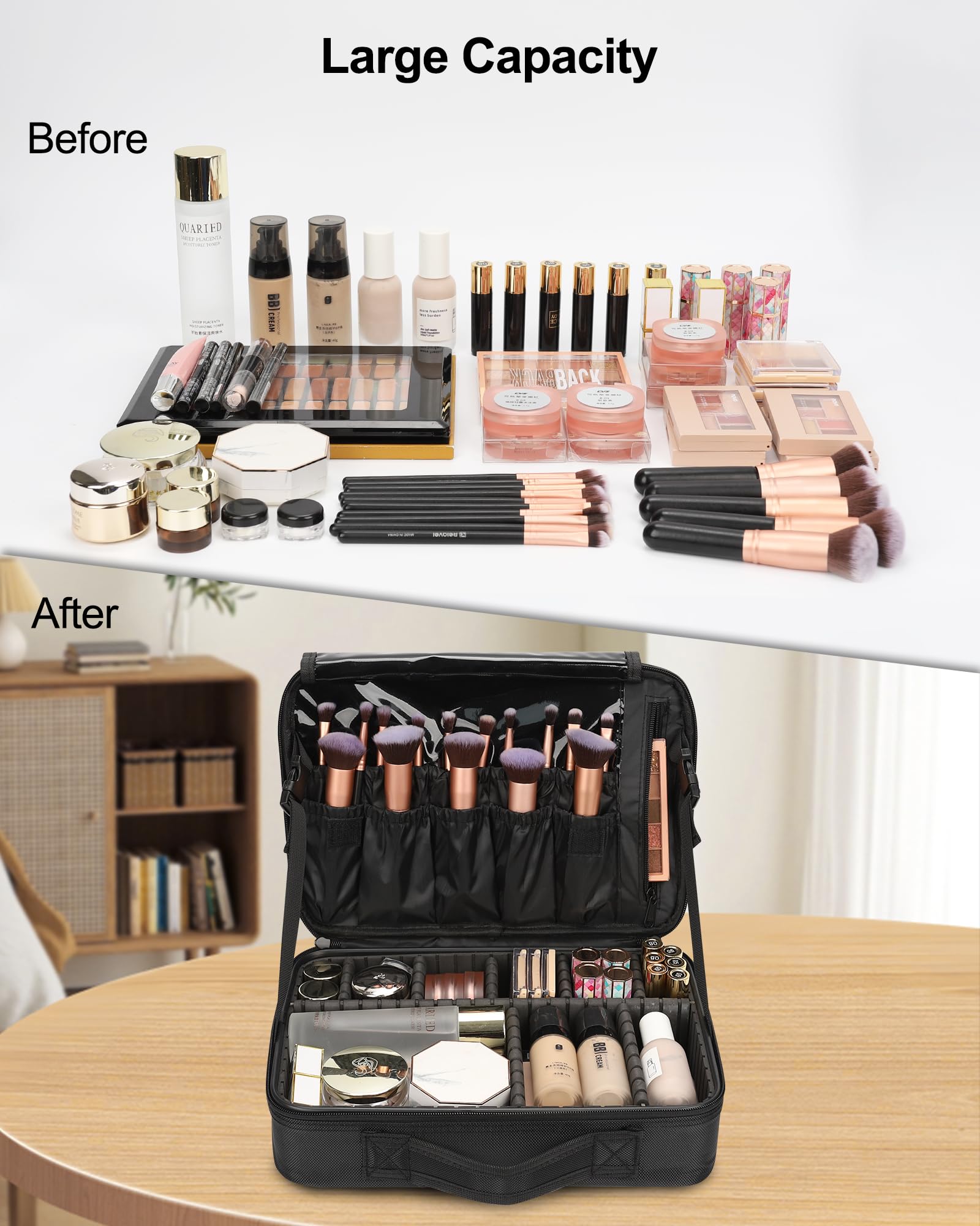 Relavel mallette maquillage voyage - diviseurs ajustables pour personnaliser l'espace