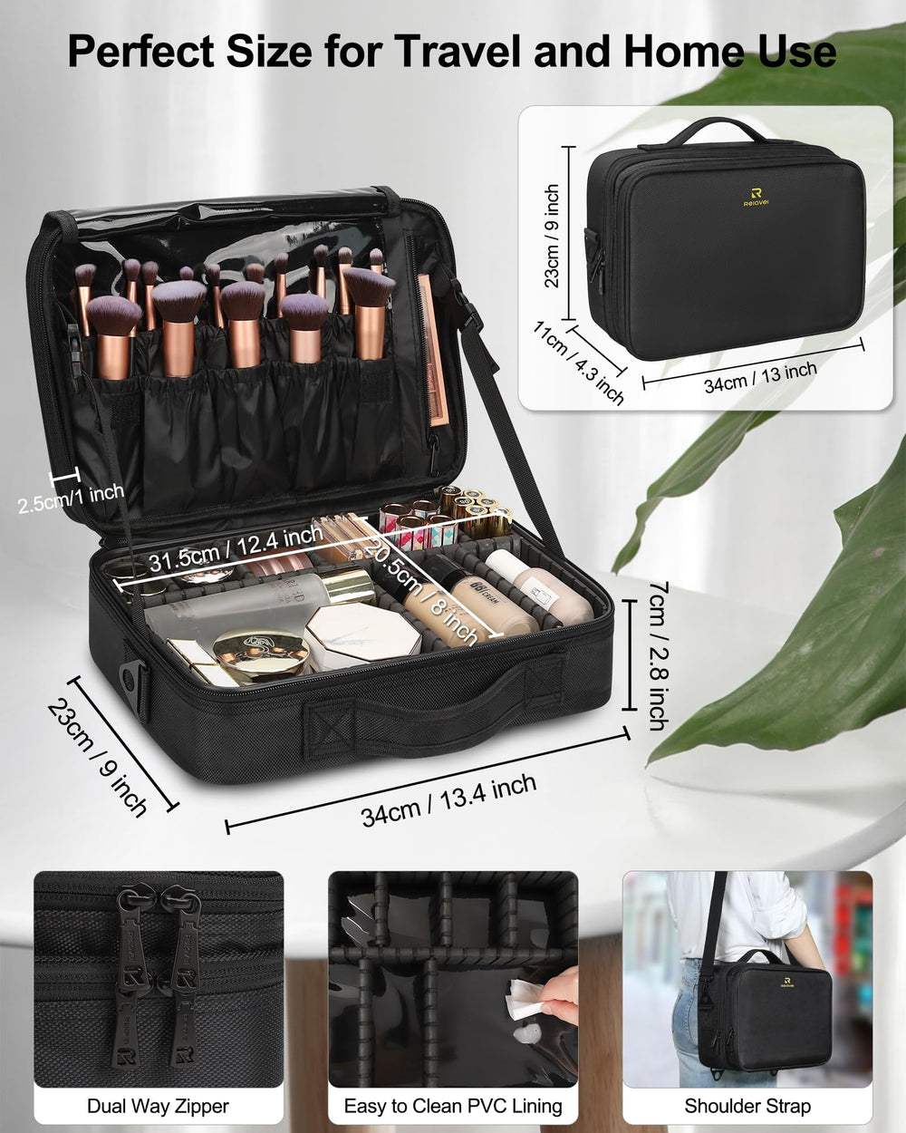 Relavel mallette maquillage voyage - emplacements pinceaux élastiques