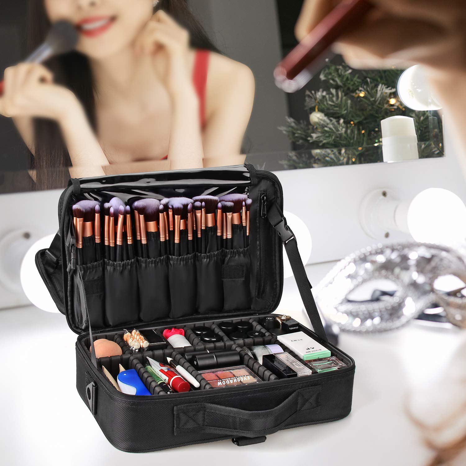 Relavel mallette maquillage voyage - matériau Oxford durable et protéger